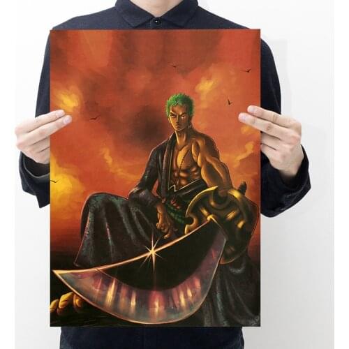 One Japanese Anime Poster Luffy Sauron Retro Poster Student Dormitory Wall Sticker Family Room Door Decoration Painting