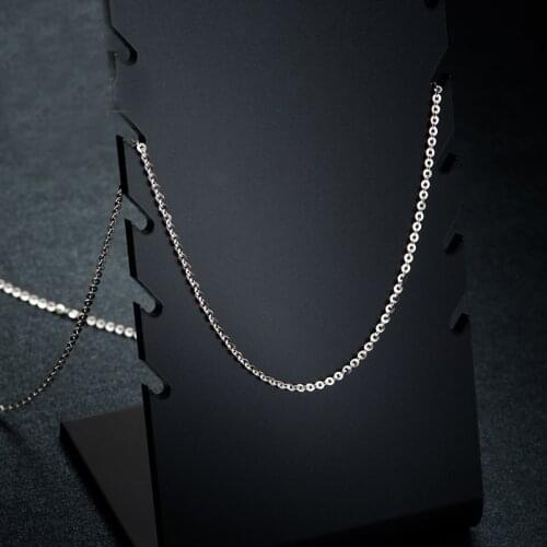 Solid 18K White Gold Necklace Womens O Link Chain Necklace AU750 Gold Necklace P6248