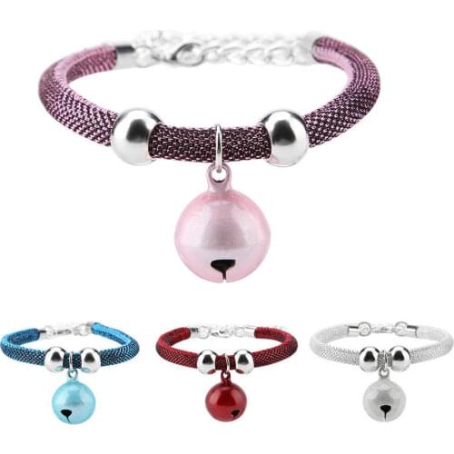 Pet Cat Kitten Small Dog Puppy Nylon Necklace Cat Bell Collar Extension Chain