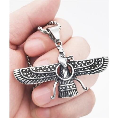 Stainless Steel Amulet Persia God Ahura Mazda Mazdaism Pendant Necklace