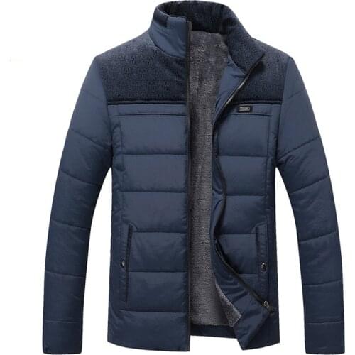 Men Parkas Jacket High Quality Fleece Solid Color Slim Thicken Windproof Coat Casual Black Vintage Outwear Parka Men Coats