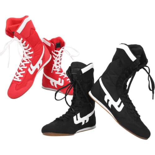 Professional Wrestling Shoes High-top Ankle Martial Arts Taekwondo Sanda ShoesNon-Slip Imitation Tendon Sole Boxing Shoes