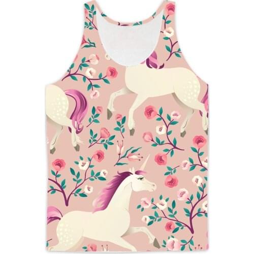 REAL American US SIZE Floral Unicorn High Quality 3D Sublimation Print Tank top plus size 4xl 5XL 6XL