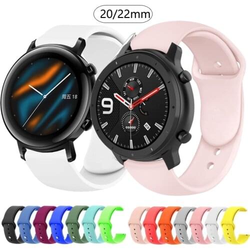 20 22mm Silicone Band For Samsung Galaxy Watch Active2 Gear S2 Watchband Bracelet Strap Huami Amazfit Bip U/S GTR 42 47 GTS 2e
