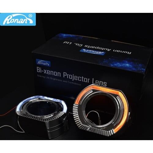 RONAN 2PCS 120MM X 100MM Square Guide Angel Eyes with Shrouds DRL Halo Ring Fit 2.5/3.0 bi-xenon Projector Lens for Car Styling