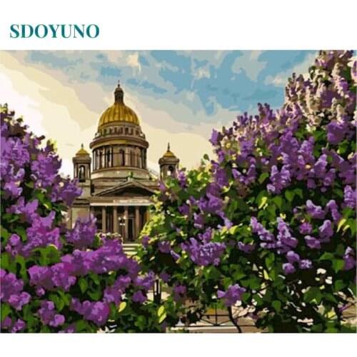 SDOYUNO 60x75cm Painting By Numbers Flowers DIY Paint By Numbers For Adult Landscape Frameless Digital Hand Painting On Canvas