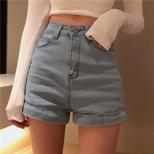 Shorts Women Summer Korean Chic Retro High Waist Slim Solid All-match Regular Denim Womens Short Female Simple Elegant Leisure