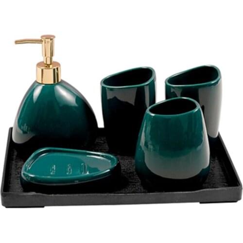 Wedding NewlywedNordic Bathroom Five-Piece Ceramic Bathroom Supplies Toiletry Set Toothbrush Cup Mouthwash Cup Bridal Home Gift