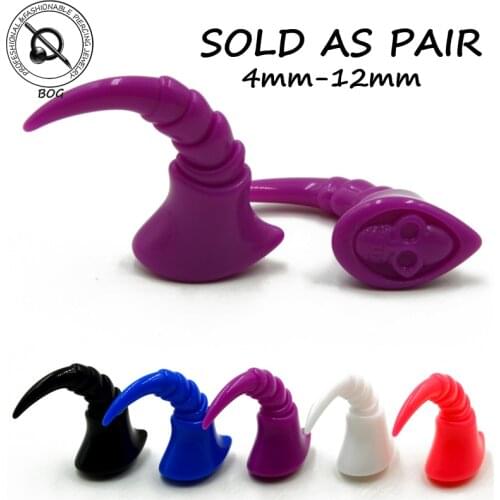 1 Pair Acrylic Ear Taper Stretcher Expanders Tunnel Plugs Earlets Body Piercing Jewelry Skull Logo Horn Shape Earlets Earring