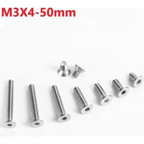 3mm 304 Stainless Steel Hexagon Socket Countersunk Flat Cap Head Screw M3x4 5 6 8 10 12 40 45 50mm Countersunk Socket Head Screw