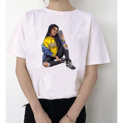 Power Queen tee Black Pink Female Tshirt Aesthetic Clothes T-shirts Afro Lady Graphic 90s Girl T shirts melenin poppin vogue tee