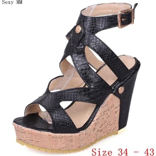 Women Platform High Heel Wedge Sandals Summer Shoes Slippers Woman High Heels Wedges Gladiator Sandals Plus Size 34- 40 41 42 43