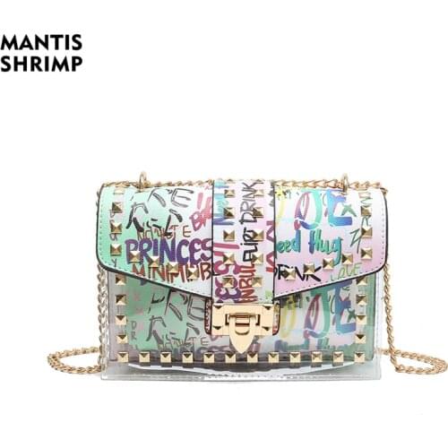 Women Bags Fashion Transparent Composite Bag Luxury Brand Crossbody Bags Female Handbag Chains Messenger Bags for Ladies 2021