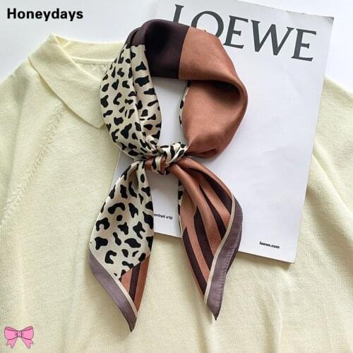 New High Quality Leopard Print 100% Silk Scarves Women Bandana Tied Bag Silk Scarf Belt Decoration Scarfs Fashion Office Cravat
