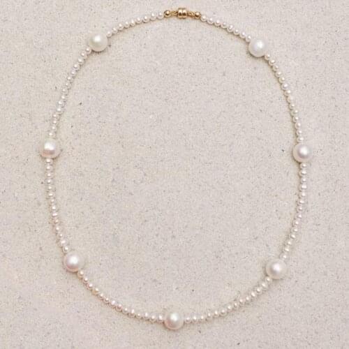 Womens Classic Pearl Necklace Handmade Beaded Necklace Natural Freshwater Pearls Rounded High Quality Jewelry Gifts For Girls