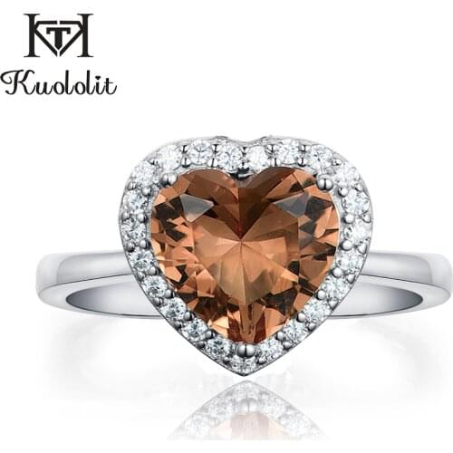 Kuololit Diaspore Gemstone Ring for Women Solid 925 Sterling Silver Created Color Change Heart Shape Stone Ring Fine Jewelry