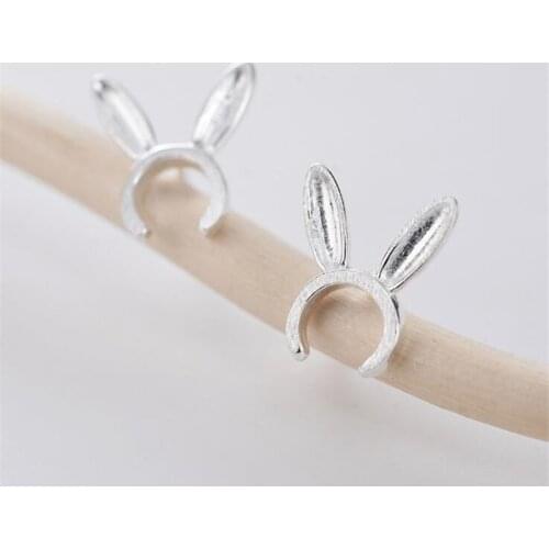 Trendy 925 Sterling Silver Cute Frosted Bunny Ears Sweet Personality Stud Earrings for Women Girls Gifts Female Jewelry SE159