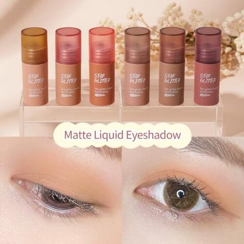 1pc Matte Liquid Eye Shadow Starlight Shimmering Monochrome Smooth Portable Mini Multifunctional Blush Long-lasting Eye Shadow