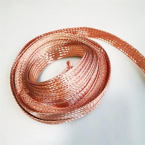 10m 10 square Flat Pure Copper Braid High Flexibility Cable Bare Copper Braid Lead Wire Ground Lead Wire