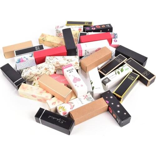 10pcs/lot 25*25*88mm 5G 5ml Lip Balm Tube Packaging Carton Box Lipstick Tube DIY Packing box Colorful Kraft Paper Gift