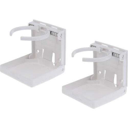 2 Pieces Adjustable Folding White Nylon Drink Cup Holder - Boat/Marine/Caravan/Car/RV