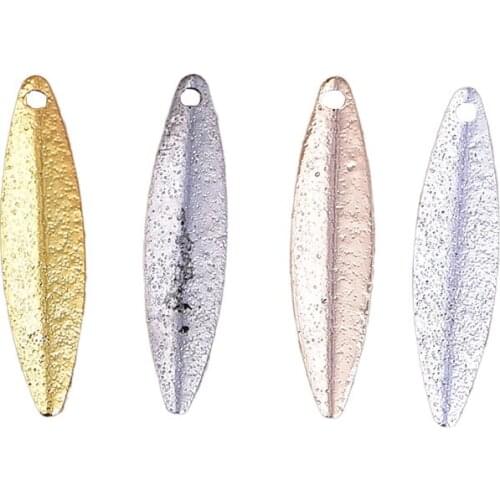 20pcs Single Hole Solid Oval Concave Double Side Frosted Leaf Pendant Fashion Charm Jewelry Accessories