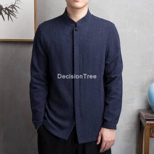 2021 chinese blouse tops men tang suit chinese traditional hanfu t shirt kung fu coat oriental cardigan chinese zen tea shirts