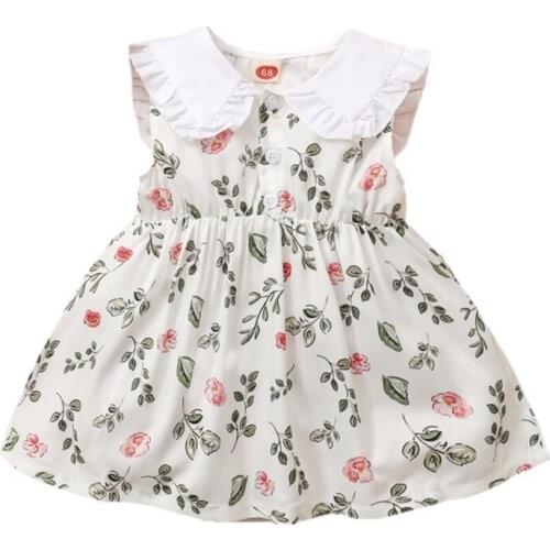2021 Summer Cute Casual Floral Pattern Dress Baby Girl Sleeveless Kids Princess Dresses