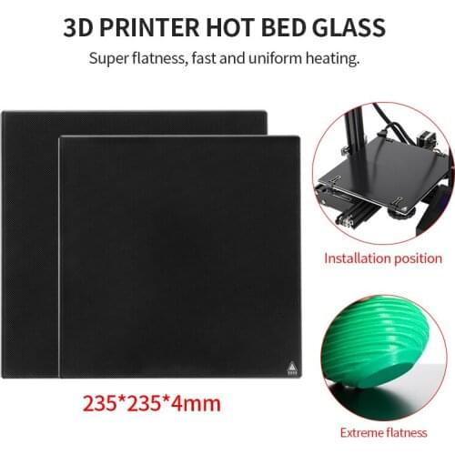 235x235mm Glass Build Plate 3D Bed Glass Plate 3D Build Surface Platform 3D Glass Printer Tempered Upgraded Bed Ender3 CR-10