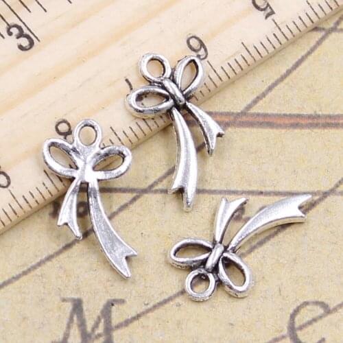 30pcs Charms Bow Bowknot 20x11mm Tibetan Silver Color Pendants Antique Jewelry Making DIY Handmade Craft Pendant