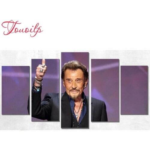5pcs DIY Diamond Embroidery full Square&round Johnny Hallyday Diamond Painting Picture of Rhinestones Beadwork Home Decoration