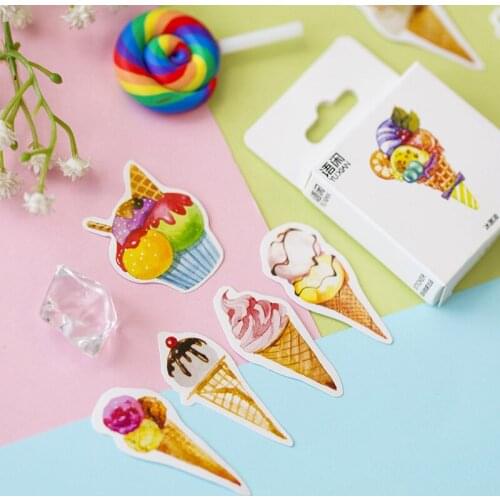 50pcs Ice Cream Stickers 40mm Delicious Cake Drink Seal Sticker for DIY Journal Diary Decoration School Student Kids Gift H6386