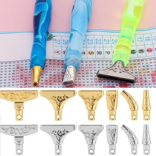 6Pcs DIY Metal Diamond Painting Replacement Pen Heads Cross Stitch Embroidery Quick Cases Tool Metal Point Drill Pen Heads