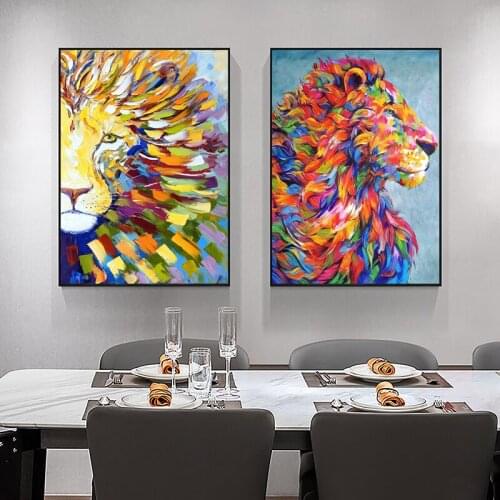 Abstract Modern Colorful Animal Lion Picture Wall Art Canvas Painting Nordic Poster Print Decoration Living Room Bedroom Home