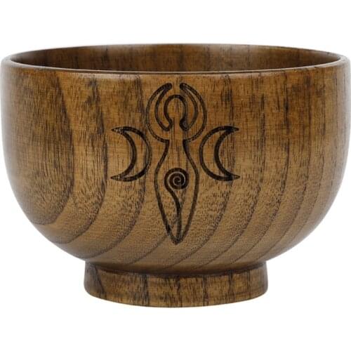 Altar Bowl Handmade Wood Bowls Ritual Tableware Ceremony Moon Divination Astrological Tool Board Game Witchcraft Prop Supplies