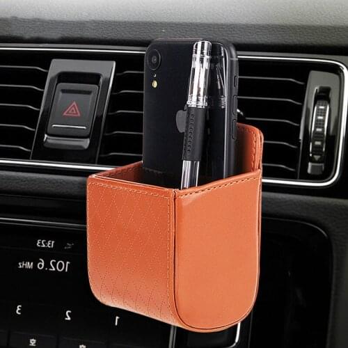 Car Stowing Tidying Air Outlet Leather Storage Box Mount Phone Holder Pocket Organizer Car Cradle Mount Pouch Tidy Storage Cas