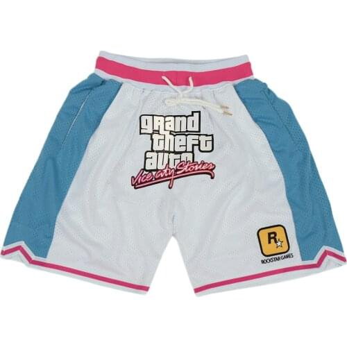 Dabuliu GTA Vice Basketball Shorts Black Mamba 33 Bryant Lower Merion Hight School Embroidered