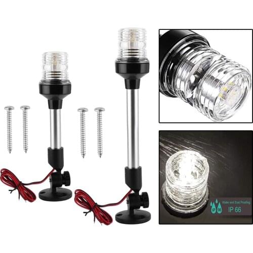 White LED Fold Down Boat Stern Light Boat Anchor Light for Pontoon and Fishing Boat