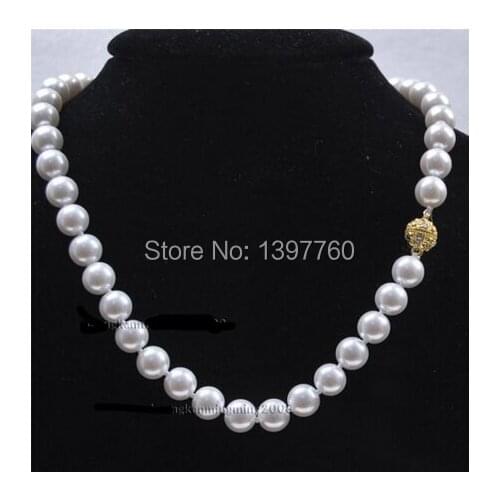 Free shipping 447 AAA+10mm White South Sea Shell Pearl Necklace 18