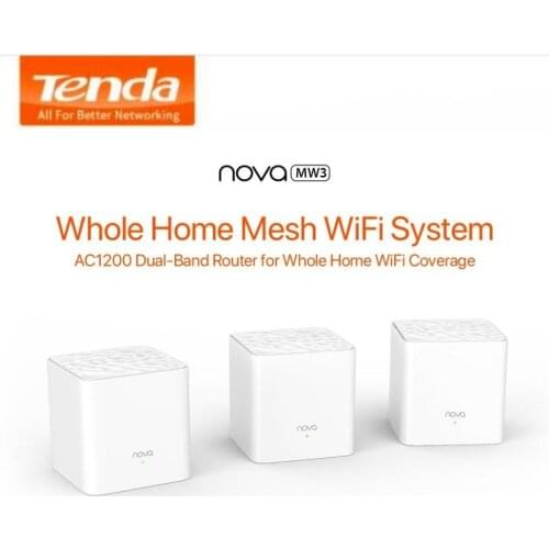Tenda Nova MW3 Nova Mesh Wireless Wifi Router AC1200 Dual-Band for Whole Home Wifi Wireless Bridge Repeater