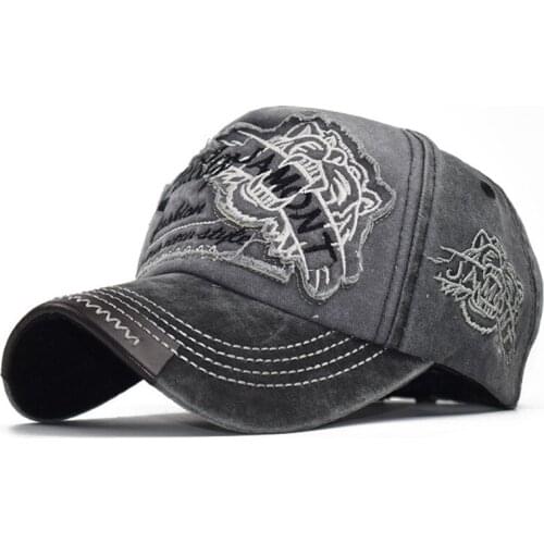 2020 Fashion washed distressed tiger head embroidery letter baseball cap men and women cotton outdoor sport leisure snapback hat