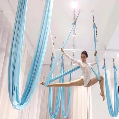Fast Delivery 5x2.8m Household Flying Yoga Hammock Swing Nylon Anti Gravity Aerial Silks Fabric for Fitness Aerial Hammocks