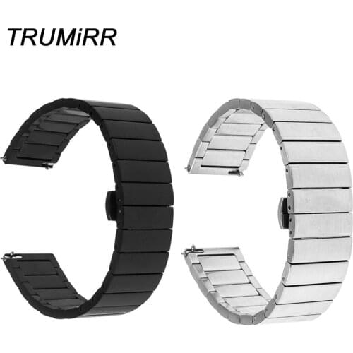 16mm 18mm 20mm 22mm Quick Release Watchband Universal Replacement Watch Band Butterfly Buckle Wrist Strap Link Bracelet Black