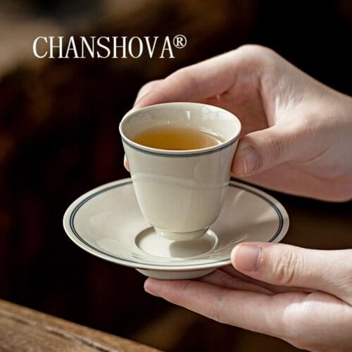 CHANSHOVA Chinese traditional retro tea set 50ml ceramic coffee cup and saucer set tea cup set Handmade China porcelain H388