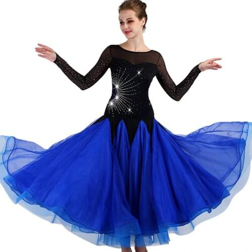 Black rhinestones Ballroom dance competition dress standard dresses modern dance costume ballroom waltz dress luminous q082