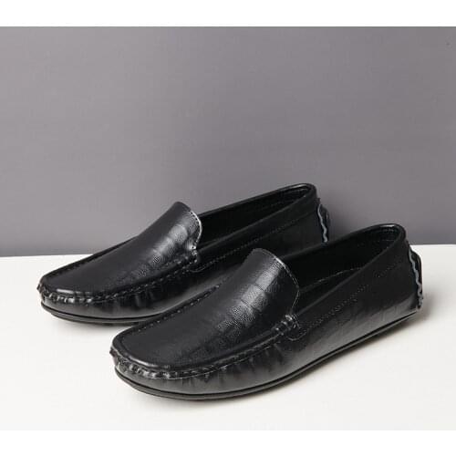 ERRFC Designer Mens Black Loafer Shoes Fashion Round Toe Slip On Business Leisure Office Trending Driver Zapatos Flat Size 38-45