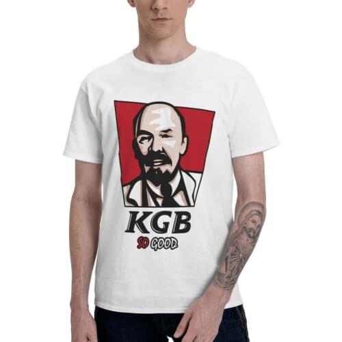KGB Vladimir Lenin Tshirt Men Tee Tops Cotton T Shirts Short Sleeve USSR Russia Communism Marxism T Shirt CCP Socialism T-shirt