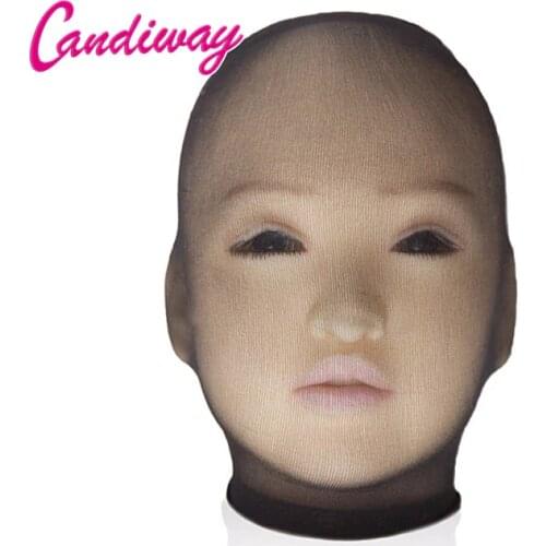 Candiway Transparent Stockings Headgear Mask Goddess Pantyhose Sheer Hood Role Play Costume For Male Female Couple Cosplay Masks