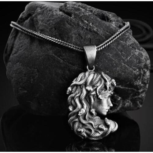 Greek mythology snake hair Medusa unisex necklace Nordic ins style tag long pendant necklace hot sale sweater chain necklace