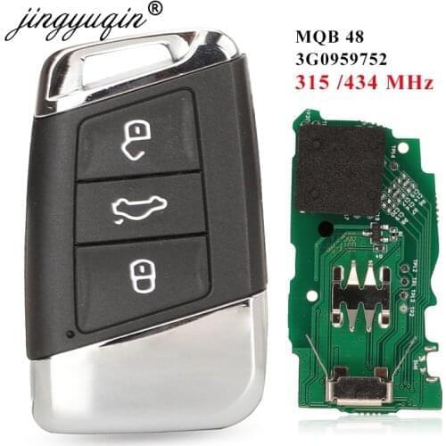 Jingyuqin Smart Remote Key 3BT 315/434MHz FOB for Volkswagen VW Magotan B8 Superb A7 Passat Variant 2015-2019 MEGAMOS 88 AES
